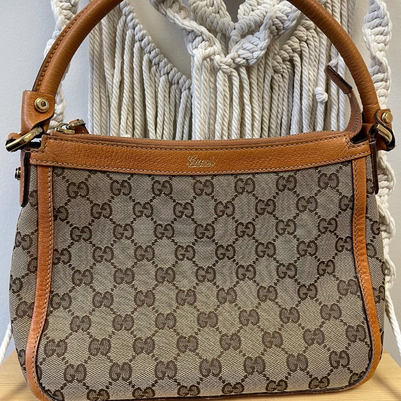 Gucci Handbags - Gucci Beige/Brown GG Canvas Small Abbey Shoulder Bag